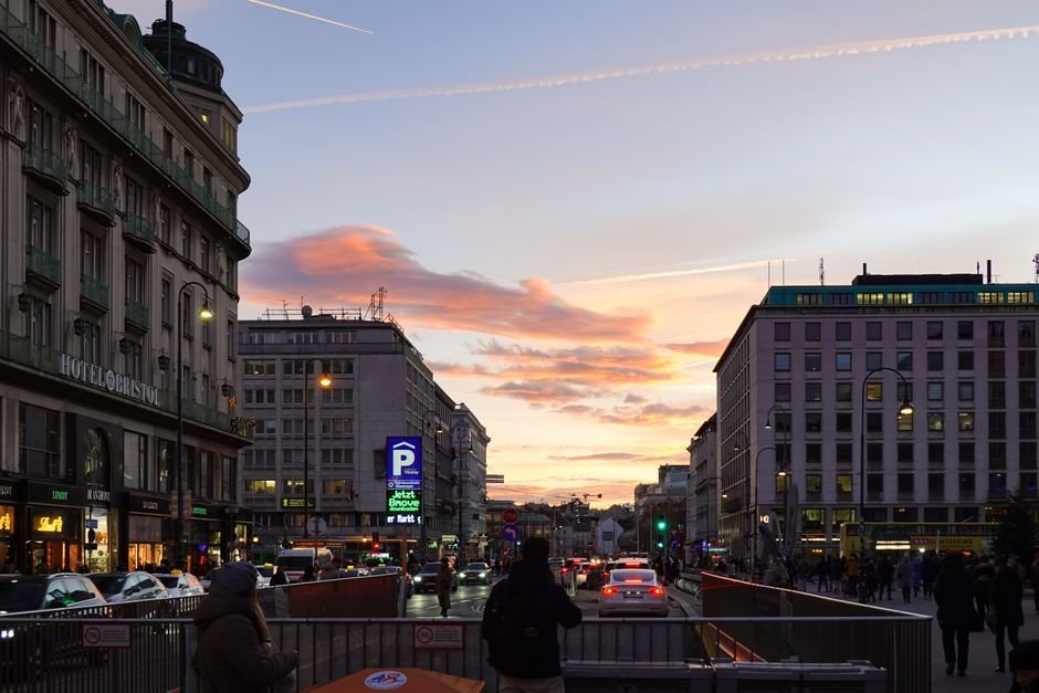 Vienna Stock Exchange building at sunset, representing the ATX index Austria for investors