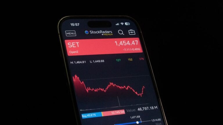 European stock market investing guide with charts and financial data on a laptop screen